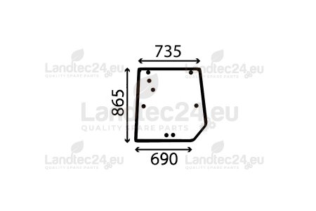 3715438M1# flat rear window, tinted for tractor LANDINI, MASSEY FERGUSON, VALMET/VALTRA